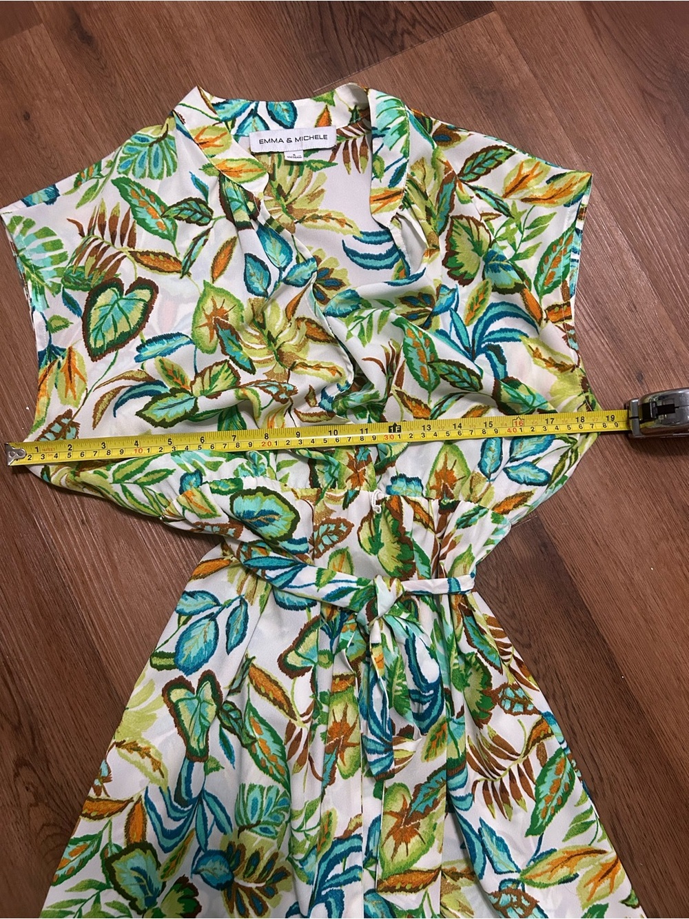 Emma & Michele Floral Leaf One-Piece in Green/Blue
